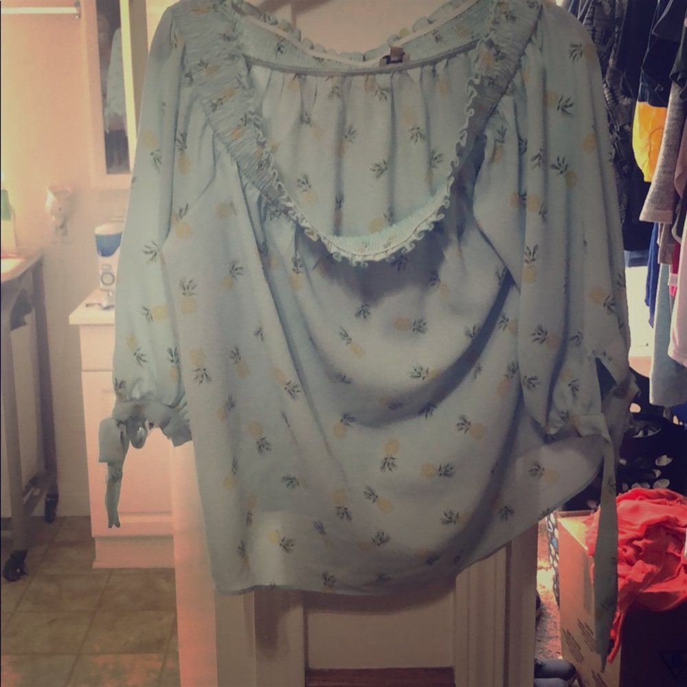Off the shoulder top with pineapple print